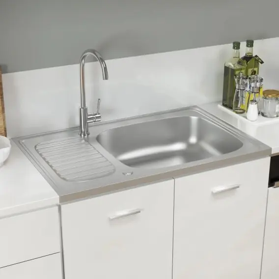 Zlew kuchenny z ociekaczem, srebrny, 800x500x155 mm, stal Lumarko! Lumarko! - Hurtownia wielobranżowa Lumarko Szybka dostawa