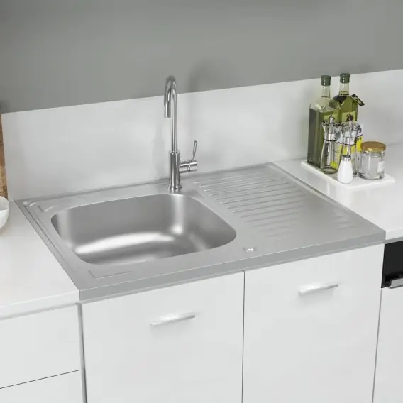 Zlew kuchenny z ociekaczem, srebrny, 800x600x155 mm, stal Lumarko! Lumarko! - Hurtownia wielobranżowa Lumarko Oferta limitowana