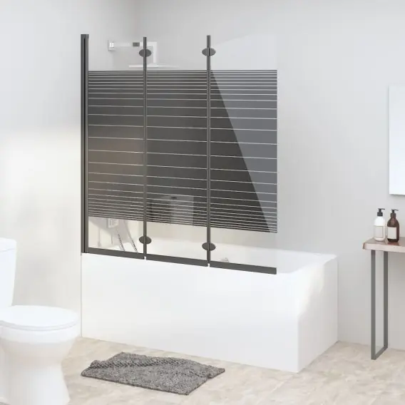 Kup teraz Składany parawan nawannowy, 3 panele, 130x130 cm, ESG, czarny Lumarko! - Hurtownia wielobranżowa Lumarko