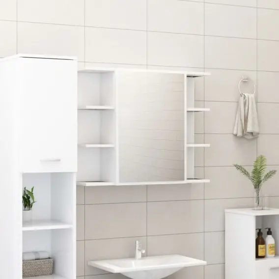 Szafka łazienkowa z lustrem, biała, 80 x 20,5 x 64 cm, płyta Lumarko! - Hurtownia wielobranżowa Lumarko Wybór klientów