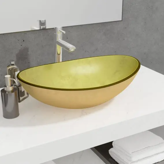 Wybór klientów Umywalka ze szkła hartowanego, 54,5x35x15,5 cm, złota Lumarko! - Hurtownia wielobranżowa Lumarko