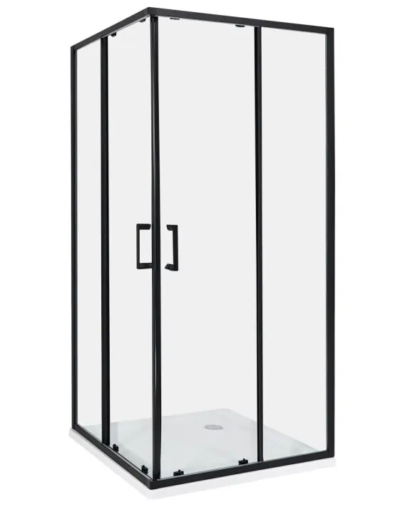 Najlepsza cena Kabina prysznicowa TELA 90 x 90 x 185 cm Czarny Szkło Hartowane Aluminium Lumarko