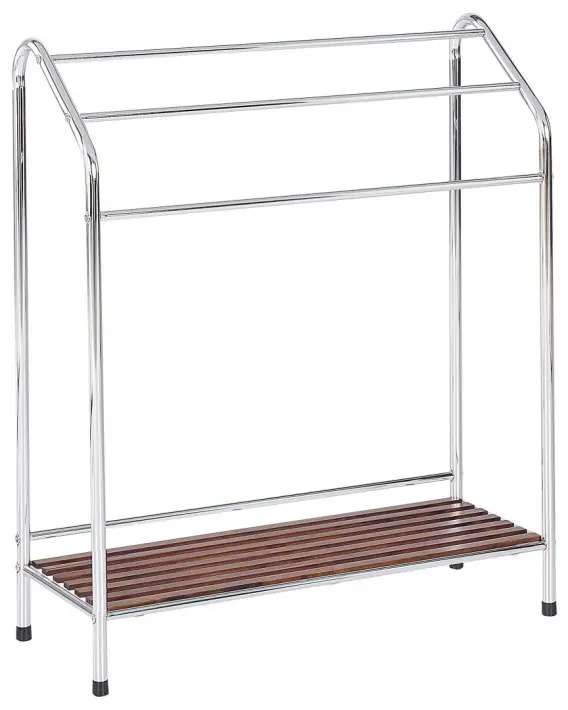 Stojak na ręczniki z półką MURIVA Metal Srebrny Stal Drewno Lumarko Ekspresowa dostawa