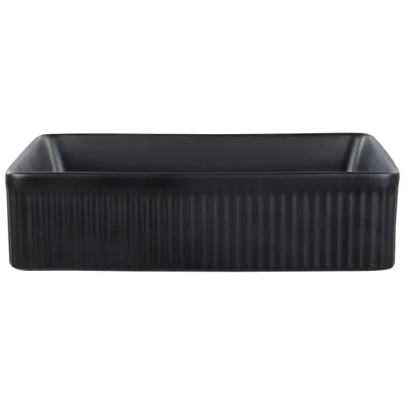 Sprawdź teraz Umywalka nablatowa ceramiczna 50 x 34 cm czarna GELDO Lumarko