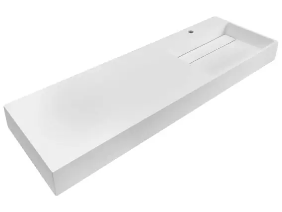 Umywalka podwieszana CUSCO Biały 150 x 48 cm Tworzywo mineralne - Hurtownia wielobranżowa Lumarko Cena promocyjna
