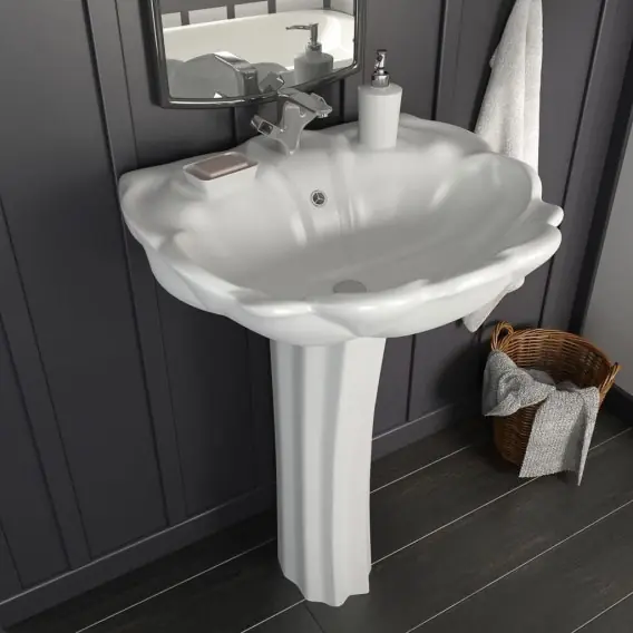 Do wyczerpania zapasów Umywalka z postumentem, ceramiczna, biała, 580x510x200 mm Lumarko! - Hurtownia wielobranżowa Lumarko