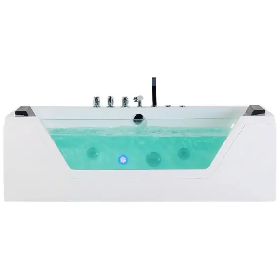 Tylko dziś Wanna narożna z hydromasażem LED SAMANA 162 x 76 cm Biała Lumarko