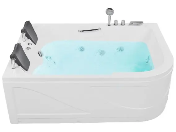 Bestseller Wanna narożna z hydromasażem LED BAYAMO Prawostronny 170 x 120 cm Biały - Hurtownia wielobranżowa Lumarko