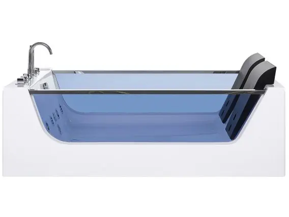Sprawdź teraz Wanna narożna z hydromasażem LED CURACAO 180 x 120 cm Biały Lumarko