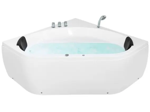 Wanna narożna z hydromasażem LED MEVES 140 x 140 cm Biały Lumarko Zniżka