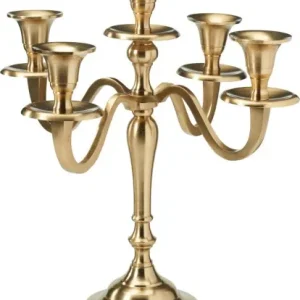 Świecznik złoty kandelabr metalowy 5-ramienny elegancki 30 cm Najlepsza cena