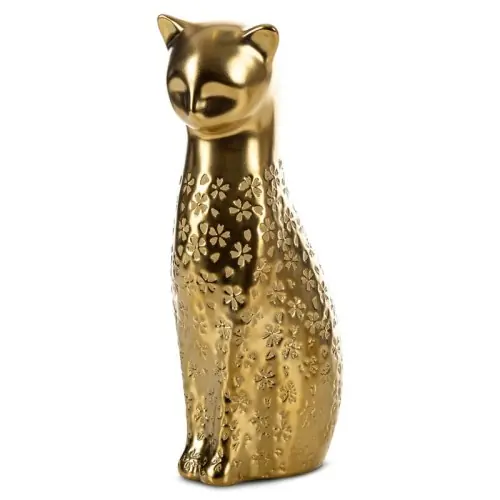 Wyprzedaż Dekoracyjna Figurka Kot Kity 9 x 11 x 27 cm Złoty Kotek Elegancka Glamour