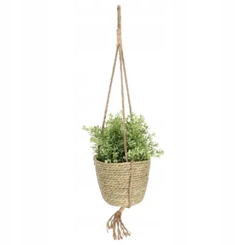 Tani Kwietnik wiszący boho doniczka na sznurku beżowy 15 cm