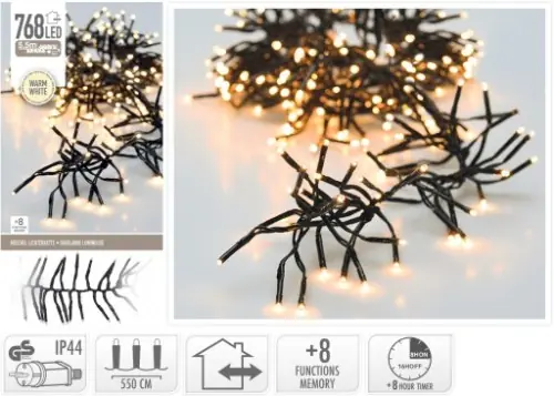 Lampki choinkowe 786 LED ciepły biały zewnętrzne 5,5m Nowość