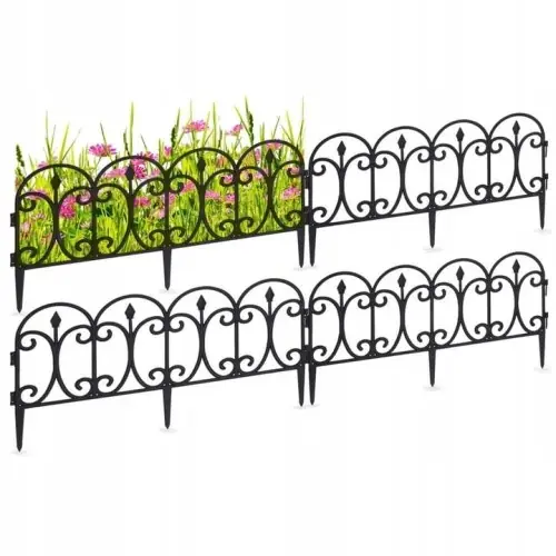 Płotek Ogrodowy Czarny 4 szt. 60x33 cm ProGarden Palisada Dekoracyjna Nie przegap