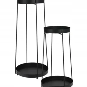 Wyjątkowa oferta Kwietnik ozdobny stojący metalowy czarny na kwiaty 2 szt. styl industrialny