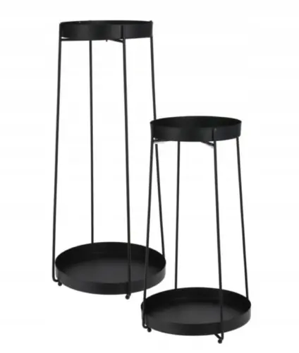 Wyjątkowa oferta Kwietnik ozdobny stojący metalowy czarny na kwiaty 2 szt. styl industrialny