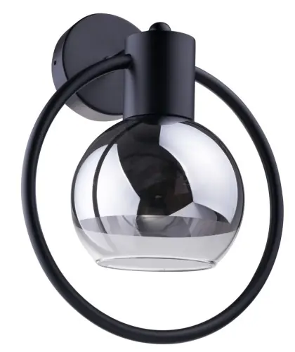 Wyprzedaż KINKIET LINDA CZARNY stal lakierowana, klosz szklany Sigma lighting