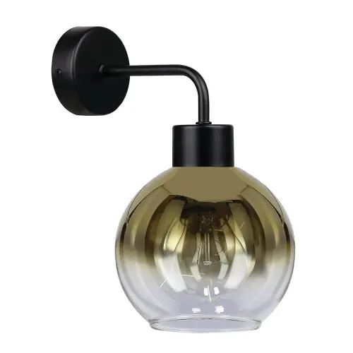 LADY Lampa Kinkiet Czarny 1x40W E27 Klosz Złoty Darmowy zwrot