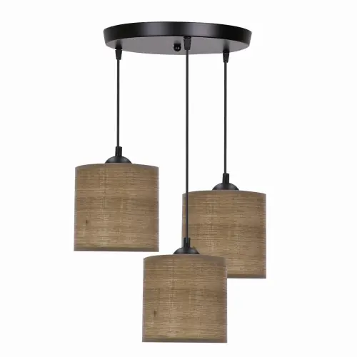 Zamów dziś LEGNO Lampa Wisząca Czarny Talerz 15 3x40W E27 Abażur Orzechowy