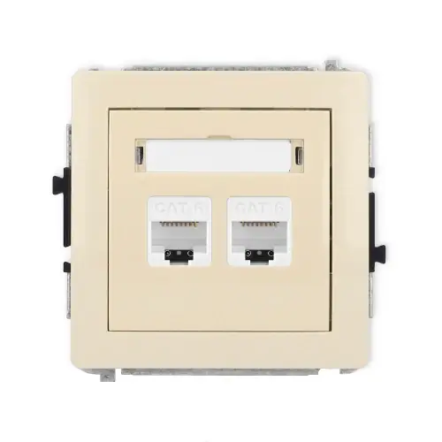Mechanizm gniazda komputerowego podwójnego 2xRJ45, kat. 6, 8-stykowy Karlik DECO beżowy 1DGK-4 Ostatnia szansa