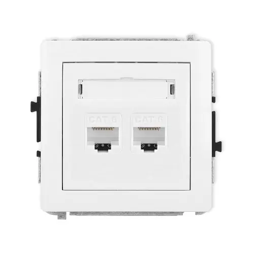 Rabat Mechanizm gniazda komputerowego podwójnego 2xRJ45, kat. 6, 8-stykowy Karlik DECO biały mat 25DGK-4
