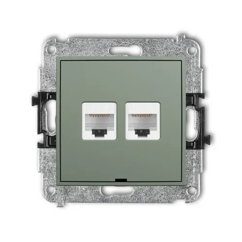 Szybka wysyłka Mechanizm gniazda komputerowego podwójnego 2xRJ45, kat. 6, 8-stykowy, bez pola opisowego Karlik MINI szałwiowy 61MGKBO-4