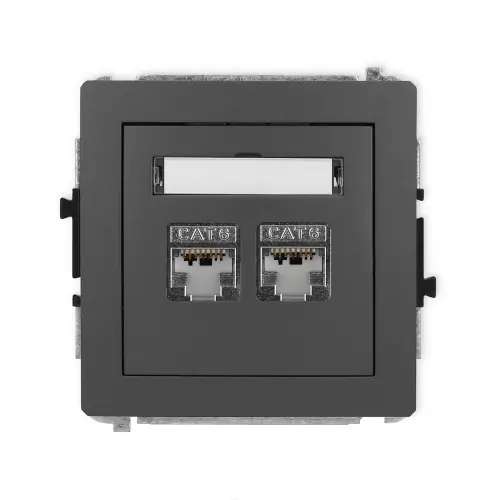Mechanizm gniazda komputerowego podwójnego 2xRJ45, kat. 6, ekranowany, 8-stykowy Karlik DECO grafitowy mat 28DGK-6 Ekspresowa dostawa