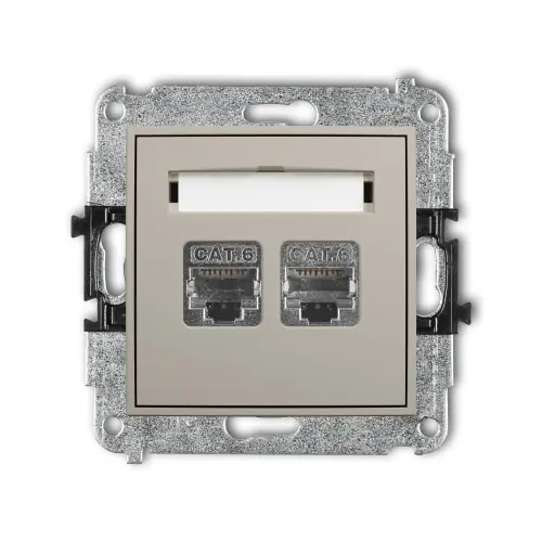 Mechanizm gniazda komputerowego podwójnego 2xRJ45, kat. 6, ekranowany, 8-stykowy Karlik ICON taupe 60IGK-6 Zamów teraz