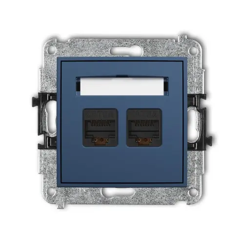 Hit cenowy Mechanizm gniazda komputerowego podwójnego 2xRJ45, kat. 6A, 8-stykowy Karlik ICON navy blue 64IGK-8