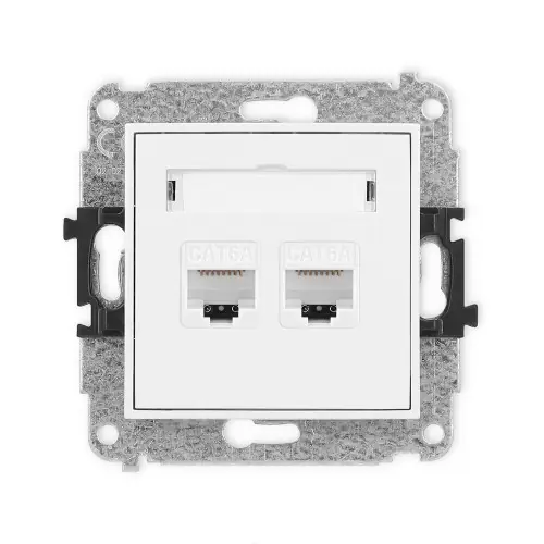 Mechanizm gniazda komputerowego podwójnego 2xRJ45, kat. 6A, 8-stykowy Karlik MINI biały mat 25MGK-8 Najlepsza cena