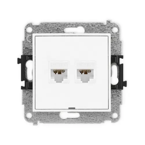 Mechanizm gniazda komputerowego podwójnego 2xRJ45, kat. 6A, 8-stykowy, bez pola opisowego Karlik MINI biały mat 25MGKBO-8 Darmowy zwrot