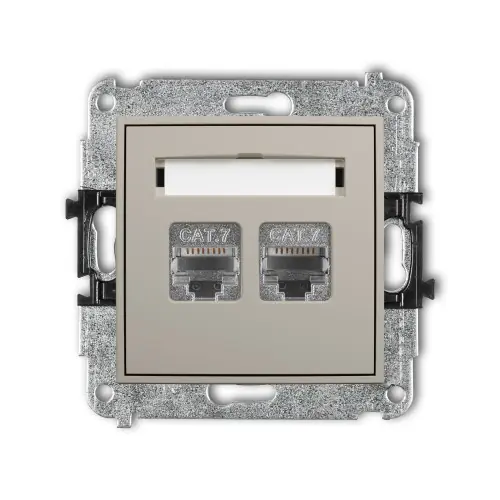 Mechanizm gniazda komputerowego podwójnego 2xRJ45, kat. 7, ekranowany, 8-stykowy Karlik MINI taupe 60MGK-10 Zniżka