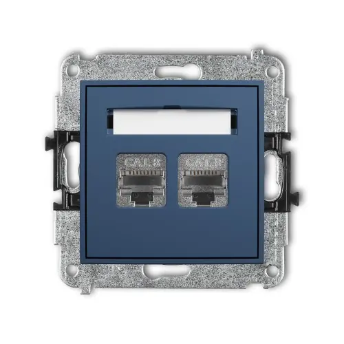 Mechanizm gniazda komputerowego podwójnego 2xRJ45, kat. 8, ekranowany, 8-stykowy Karlik ICON navy blue 64IGK-12 Dostępne od ręki