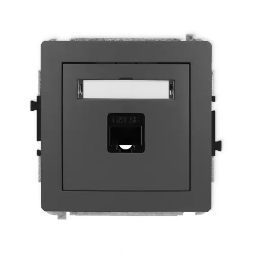 Mechanizm gniazda komputerowego pojedynczego 1xRJ45, kat. 5e, 8-stykowy Karlik DECO grafitowy mat 28DGK-1 Nowość