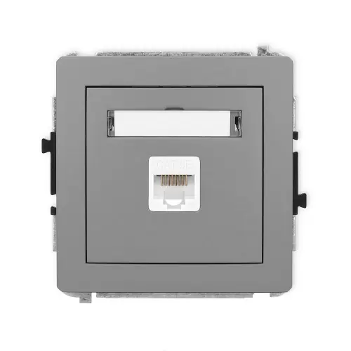 Promocja Mechanizm gniazda komputerowego pojedynczego 1xRJ45, kat. 5e, 8-stykowy Karlik DECO szary mat 27DGK-1