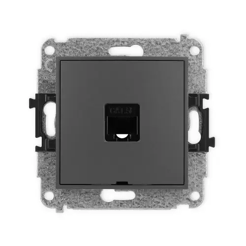 Szybka dostawa Mechanizm gniazda komputerowego pojedynczego 1xRJ45, kat. 5e, 8-stykowy, bez pola opisowego Karlik ICON grafitowy mat 28IGKBO-1