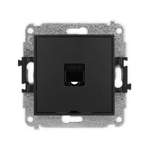 Kup online Mechanizm gniazda komputerowego pojedynczego 1xRJ45, kat. 5e, 8-stykowy, bez pola opisowego Karlik MINI czarny mat 12MGKBO-1