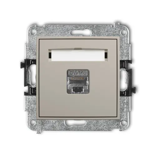 Mechanizm gniazda komputerowego pojedynczego 1xRJ45, kat. 5e, ekranowany, 8-stykowy Karlik ICON taupe 60IGK-1e Super okazja