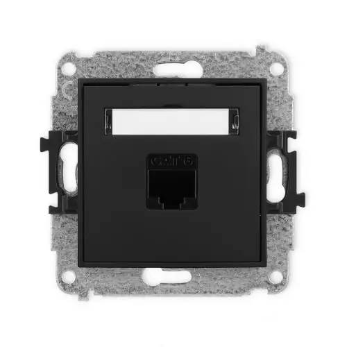 Oferta czasowa Mechanizm gniazda komputerowego pojedynczego 1xRJ45, kat. 6, 8-stykowy Karlik MINI czarny mat 12MGK-3