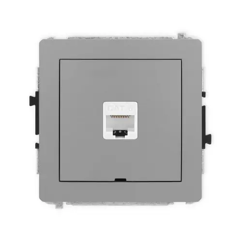 Kup teraz Mechanizm gniazda komputerowego pojedynczego 1xRJ45, kat. 6, 8-stykowy, bez pola opisowego Karlik DECO szary mat 27DGKBO-3