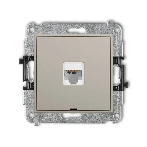Wyjątkowa oferta Mechanizm gniazda komputerowego pojedynczego 1xRJ45, kat. 6, 8-stykowy, bez pola opisowego Karlik ICON taupe 60IGKBO-3