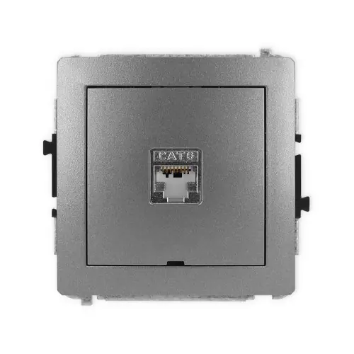 Mechanizm gniazda komputerowego pojedynczego 1xRJ45, kat. 6, ekranowany, 8-stykowy, bez pola opisowego Karlik DECO grafitowy 11DGKBO-5 Oferta