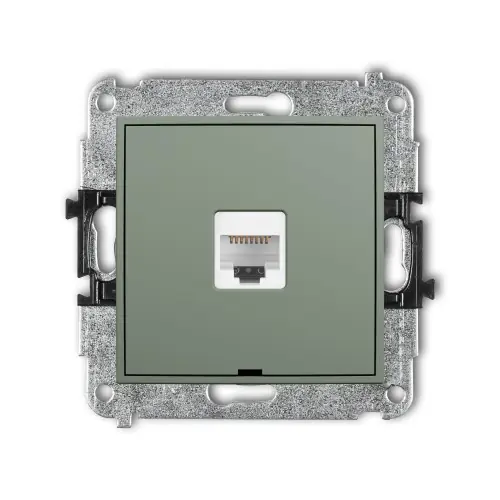 Kup online Mechanizm gniazda komputerowego pojedynczego 1xRJ45, kat. 6A, 8-stykowy, bez pola opisowego Karlik MINI szałwiowy 61MGKBO-7