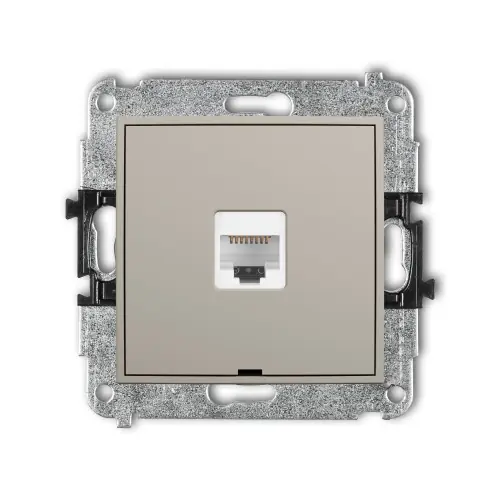 Bestseller Mechanizm gniazda komputerowego pojedynczego 1xRJ45, kat. 6A, 8-stykowy, bez pola opisowego Karlik MINI taupe 60MGKBO-7