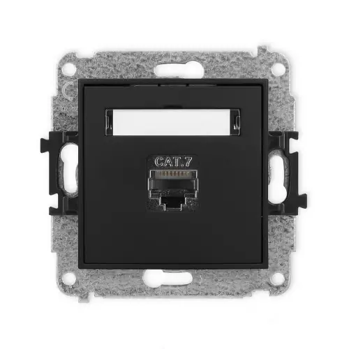 Promocja Mechanizm gniazda komputerowego pojedynczego 1xRJ45, kat. 7, ekranowany, 8-stykowy Karlik MINI czarny mat 12MGK-9