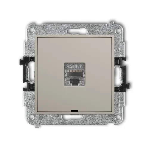 Cena promocyjna Mechanizm gniazda komputerowego pojedynczego 1xRJ45, kat. 7, ekranowany, 8-stykowy, bez pola opisowego Karlik ICON taupe 60IGKBO-9