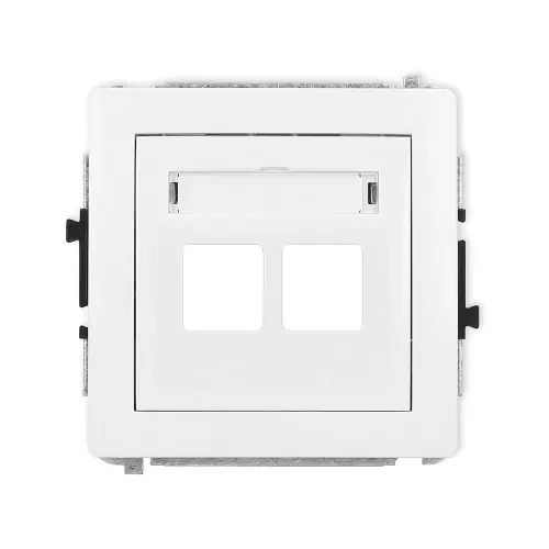 Tani Mechanizm gniazda multimedialnego podwójnego bez modułu (standard Keystone) Karlik DECO biały mat 25DGM-2P