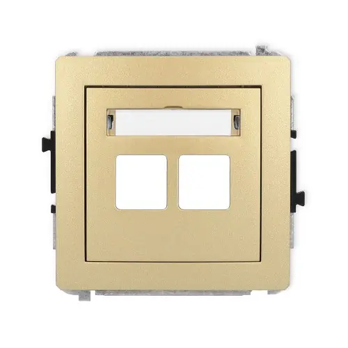 Taniej Mechanizm gniazda multimedialnego podwójnego bez modułu (standard Keystone) Karlik DECO złoty 29DGM-2P