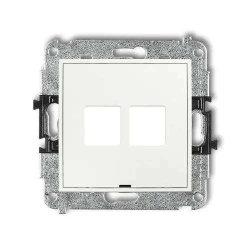 Mechanizm gniazda multimedialnego podwójnego bez modułu, bez pola opisowego (standard Keystone) Karlik ICON biały IGMBO-2P Ostatnia szansa